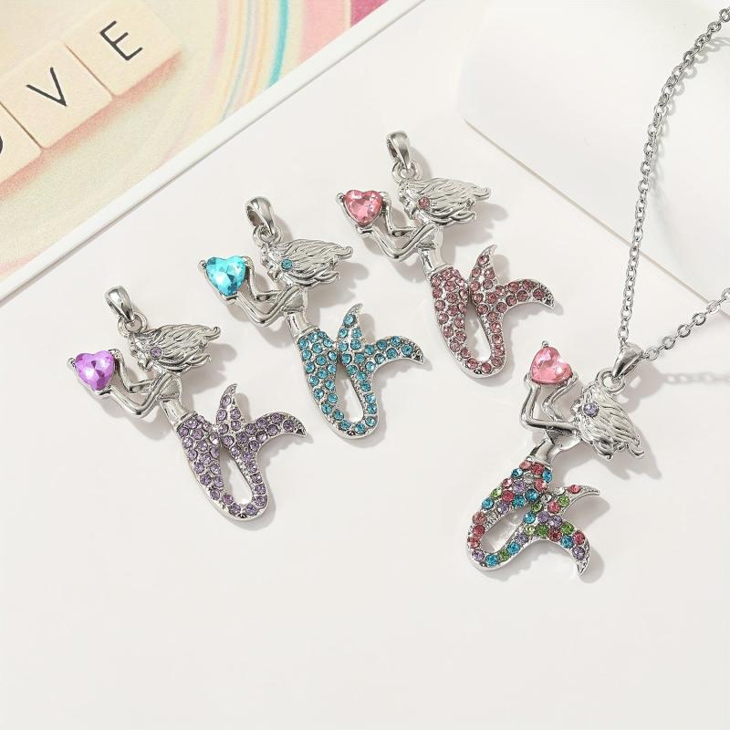 Magical Mermaid Heart Pendant Necklace for Kids