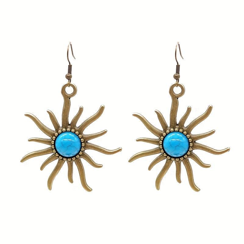 Retro Sun Earrings Sunburst Boho Style Earrings For Women Jewelry