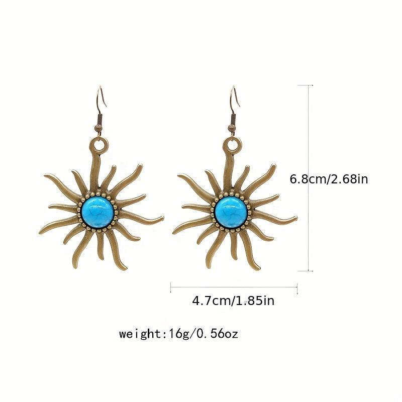 Retro Sun Earrings Sunburst Boho Style Earrings For Women Jewelry