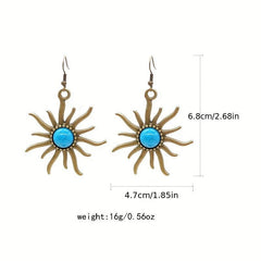 Retro Sun Earrings Sunburst Boho Style Earrings For Women Jewelry