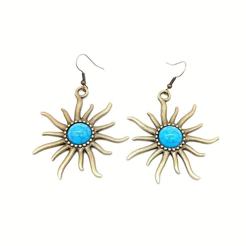 Retro Sun Earrings Sunburst Boho Style Earrings For Women Jewelry