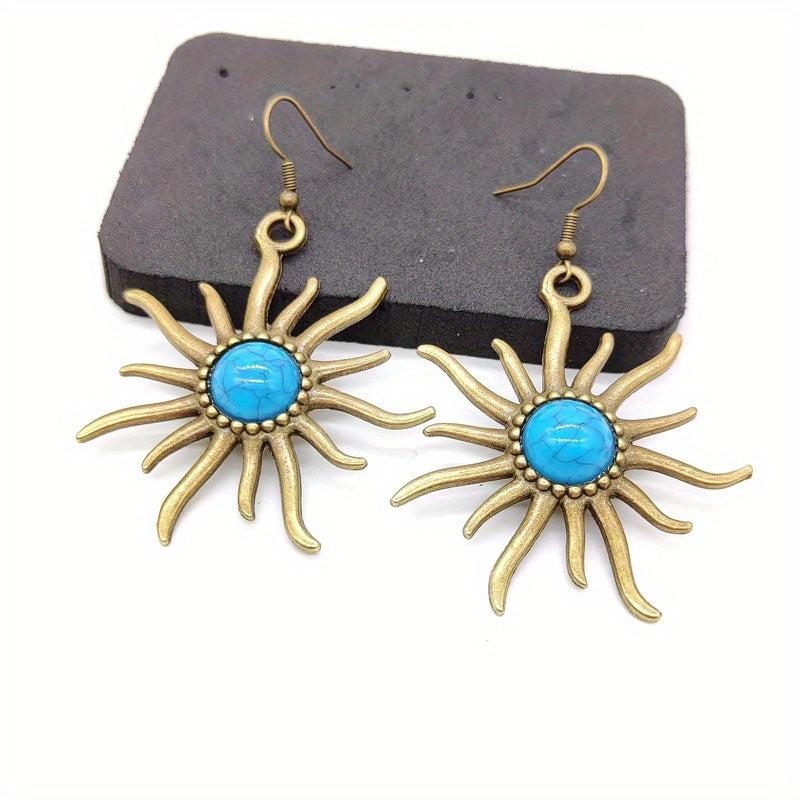 Retro Sun Earrings Sunburst Boho Style Earrings For Women Jewelry