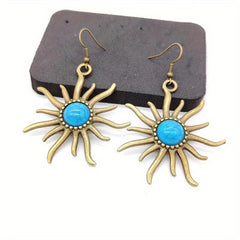 Retro Sun Earrings Sunburst Boho Style Earrings For Women Jewelry