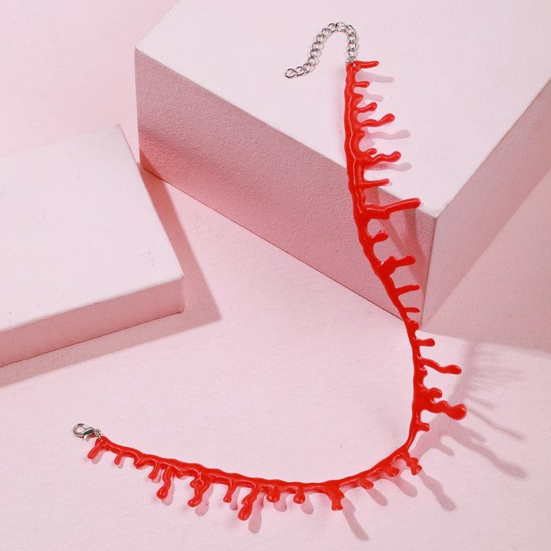 Dark Halloween Blood Necklace Masquerade Bloody Necklace