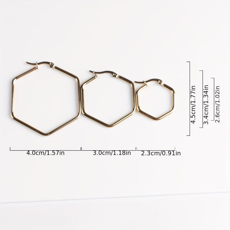 Stainless Steel Hexagonal Plated Earrings Set with Ear Cuffs