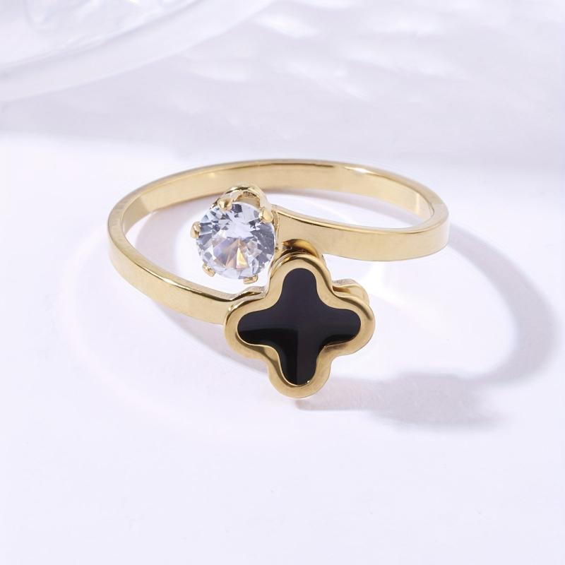 Stainless Steel Four Leaf Clover Ring - Summer Beach Jewelry