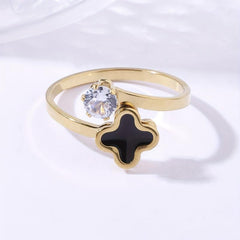 Stainless Steel Four Leaf Clover Ring - Summer Beach Jewelry