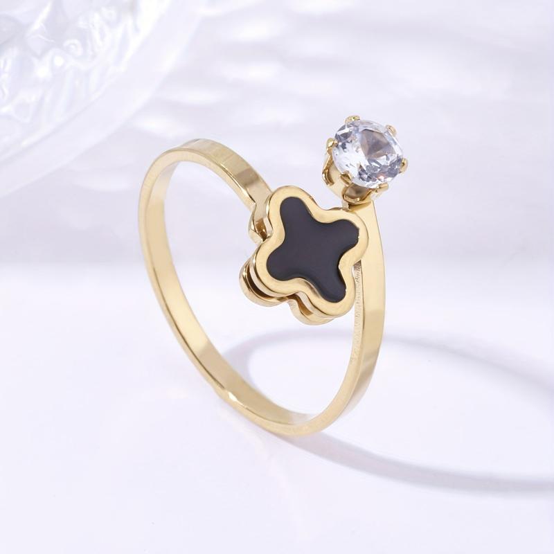 Stainless Steel Four Leaf Clover Ring - Summer Beach Jewelry