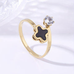 Stainless Steel Four Leaf Clover Ring - Summer Beach Jewelry