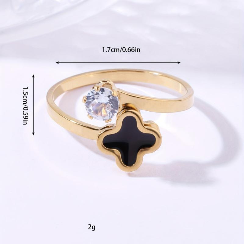 Stainless Steel Four Leaf Clover Ring - Summer Beach Jewelry