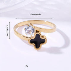 Stainless Steel Four Leaf Clover Ring - Summer Beach Jewelry