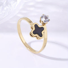Stainless Steel Four Leaf Clover Ring - Summer Beach Jewelry