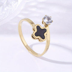 Stainless Steel Four Leaf Clover Ring - Summer Beach Jewelry