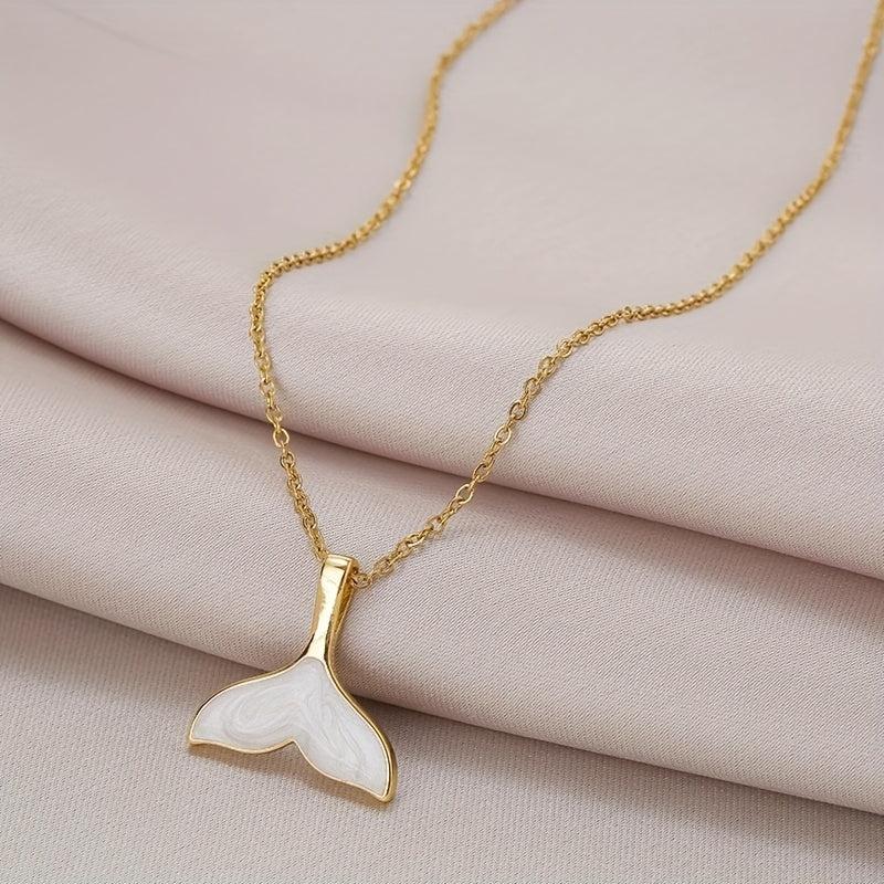Steel Shell Mermaid Tail Pendant Necklace Gift For Girlfriend