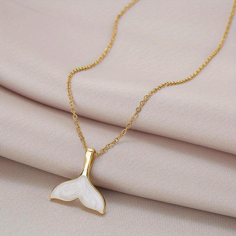 Steel Shell Mermaid Tail Pendant Necklace Gift For Girlfriend