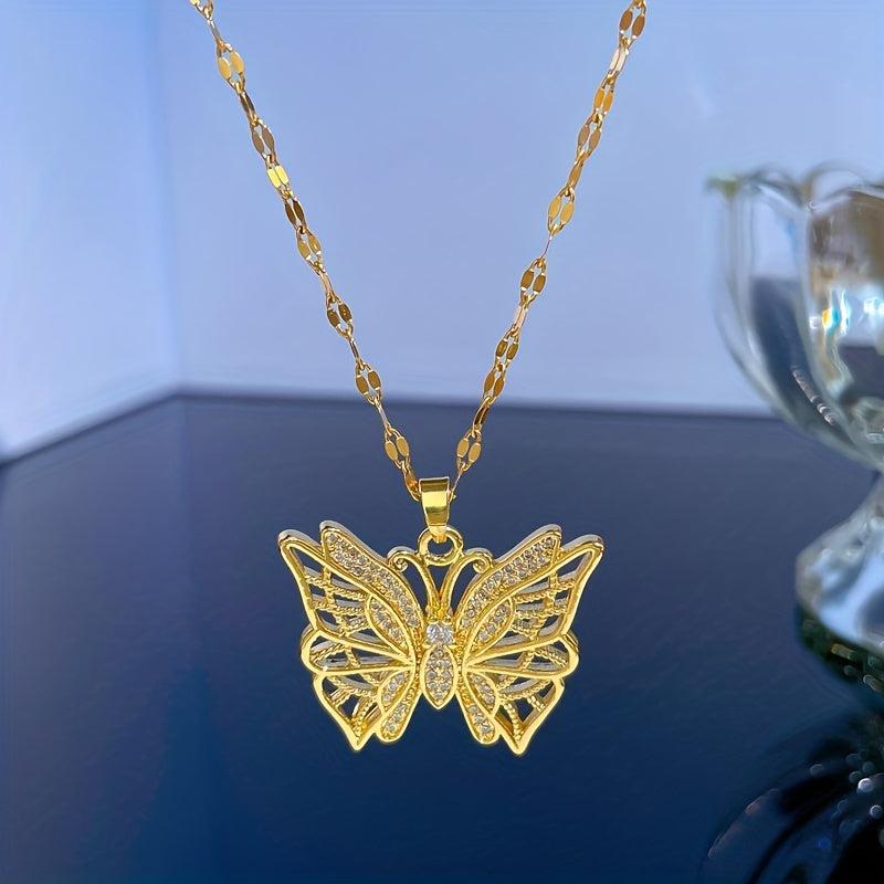 Stainless Steel Butterfly Pendant Clavicle Chain for Women
