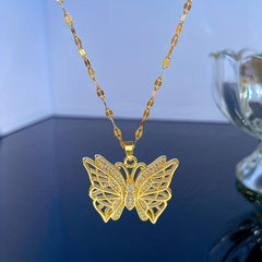 Stainless Steel Butterfly Pendant Clavicle Chain for Women