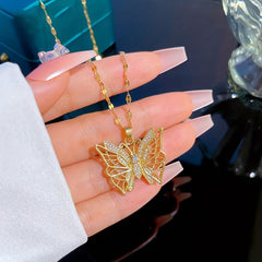 Stainless Steel Butterfly Pendant Clavicle Chain for Women