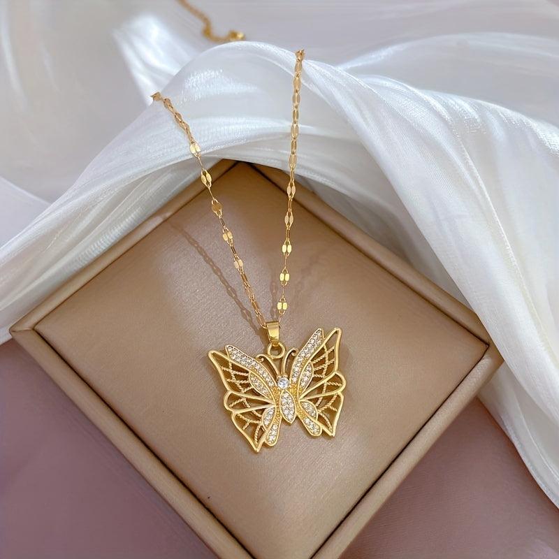 Stainless Steel Butterfly Pendant Clavicle Chain for Women