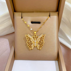 Stainless Steel Butterfly Pendant Clavicle Chain for Women