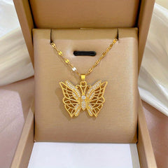 Stainless Steel Butterfly Pendant Clavicle Chain for Women