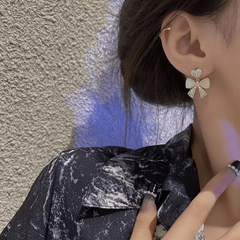 Cat Eye Stone Bow Drop Earrings for Trendy Style