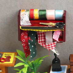 Toy House Mini Wooden Box Needle Thread Tool Holder Scene Accessories Cloth Box