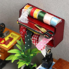 Toy House Mini Wooden Box Needle Thread Tool Holder Scene Accessories Cloth Box