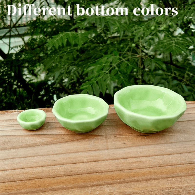 3pcs Retro Mini Ceramic Bowls Food Play Model Kitchen Utensils Play House Toy