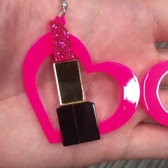 Red Heart Drop Earrings Gift for Women Girls