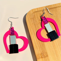 Red Heart Drop Earrings Gift for Women Girls