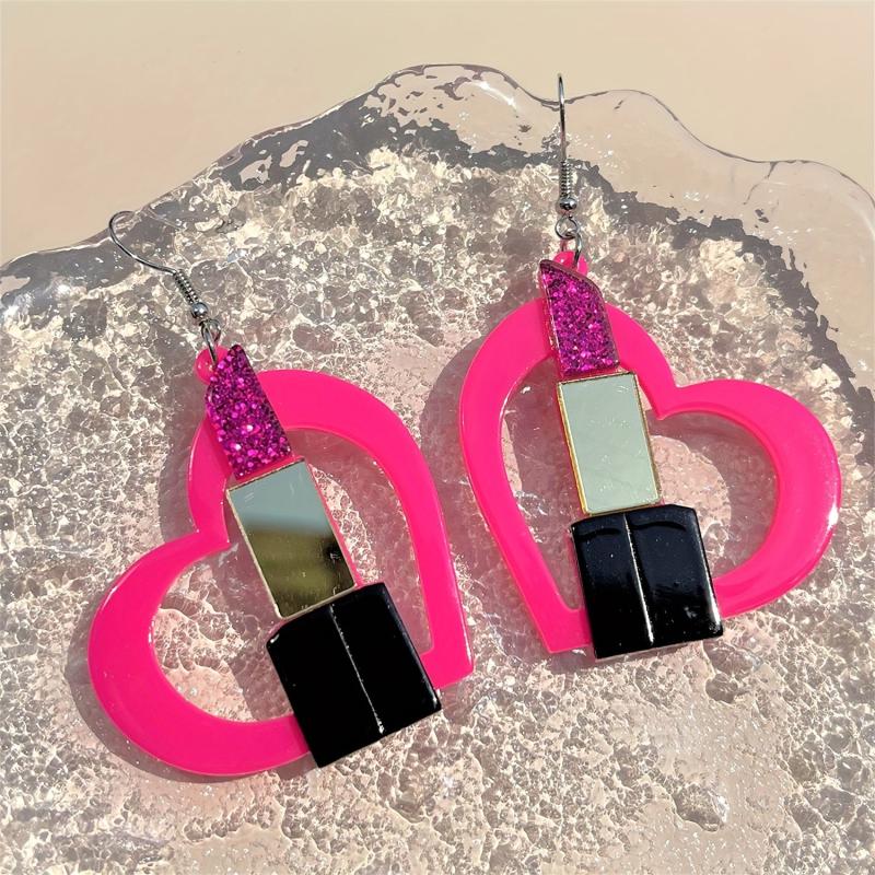 Red Heart Drop Earrings Gift for Women Girls