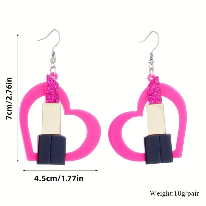 Red Heart Drop Earrings Gift for Women Girls