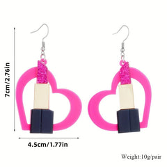 Red Heart Drop Earrings Gift for Women Girls