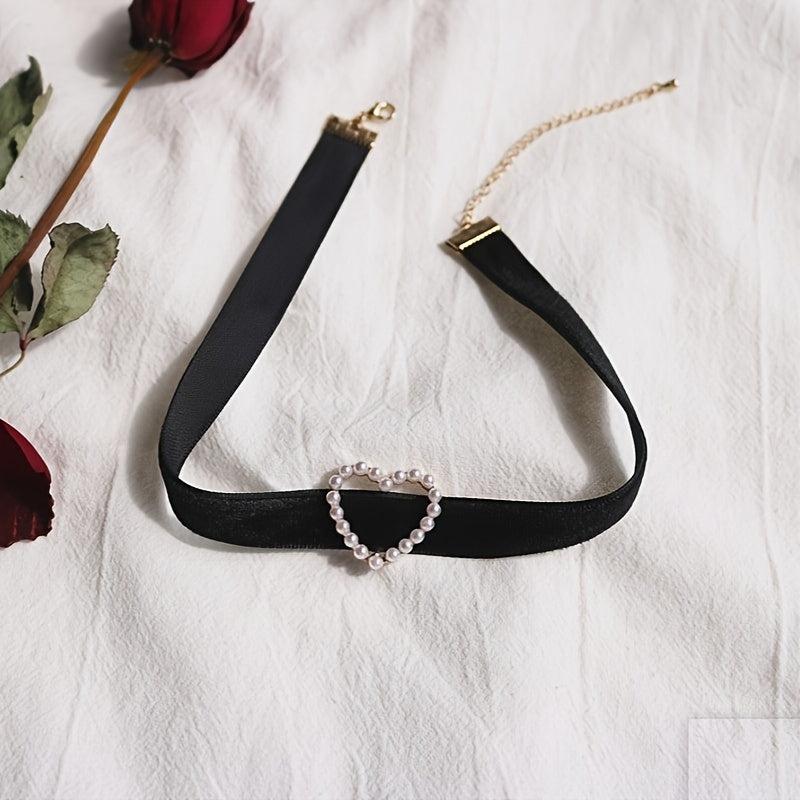 Choker Women's Collar Clavicle Chain Velvet Neckband Pearl Love Necklace
