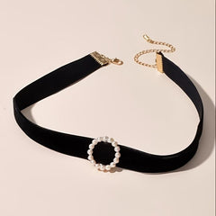 Choker Women's Collar Clavicle Chain Velvet Neckband Pearl Love Necklace