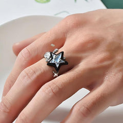 Vintage Pentagram Open Ring Adjustable Star Couple Ring