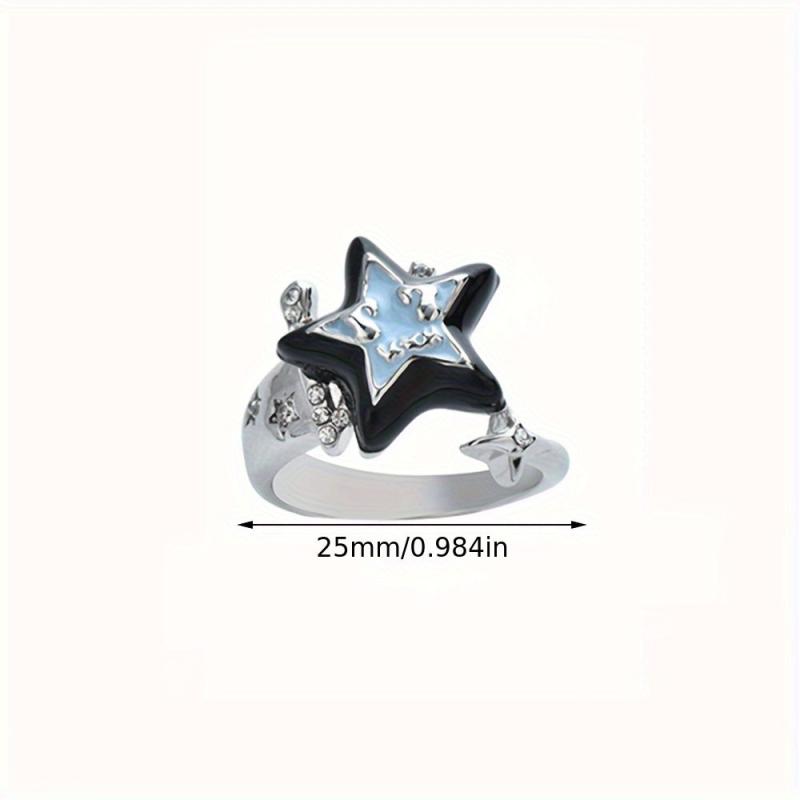 Vintage Pentagram Open Ring Adjustable Star Couple Ring