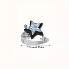 Vintage Pentagram Open Ring Adjustable Star Couple Ring