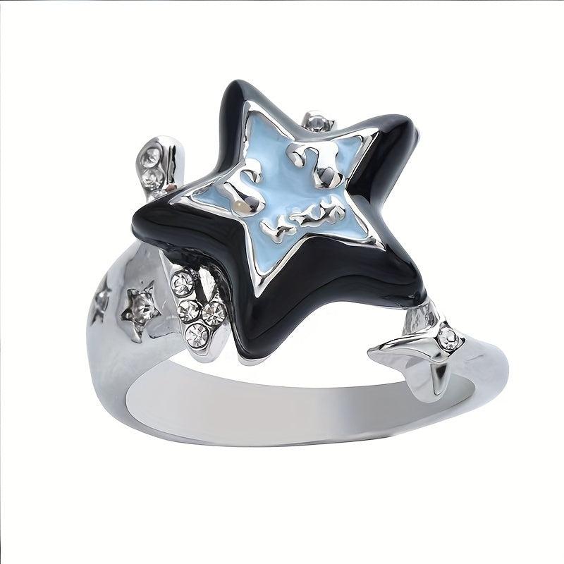 Vintage Pentagram Open Ring Adjustable Star Couple Ring