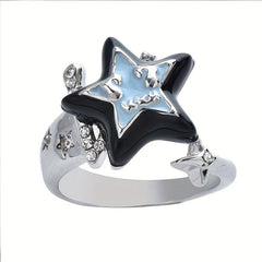 Vintage Pentagram Open Ring Adjustable Star Couple Ring