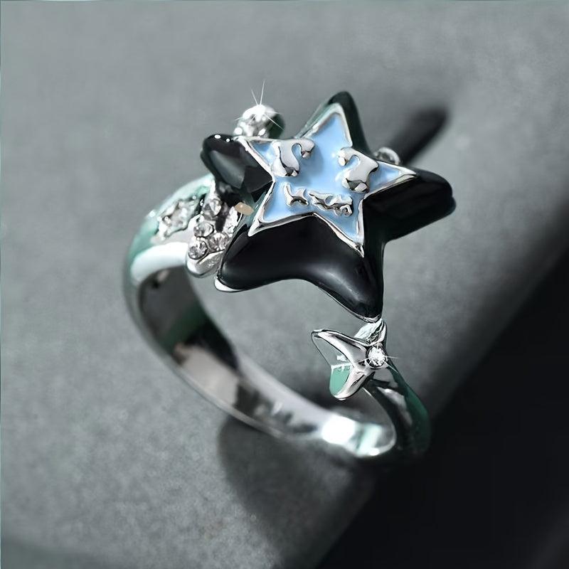 Vintage Pentagram Open Ring Adjustable Star Couple Ring