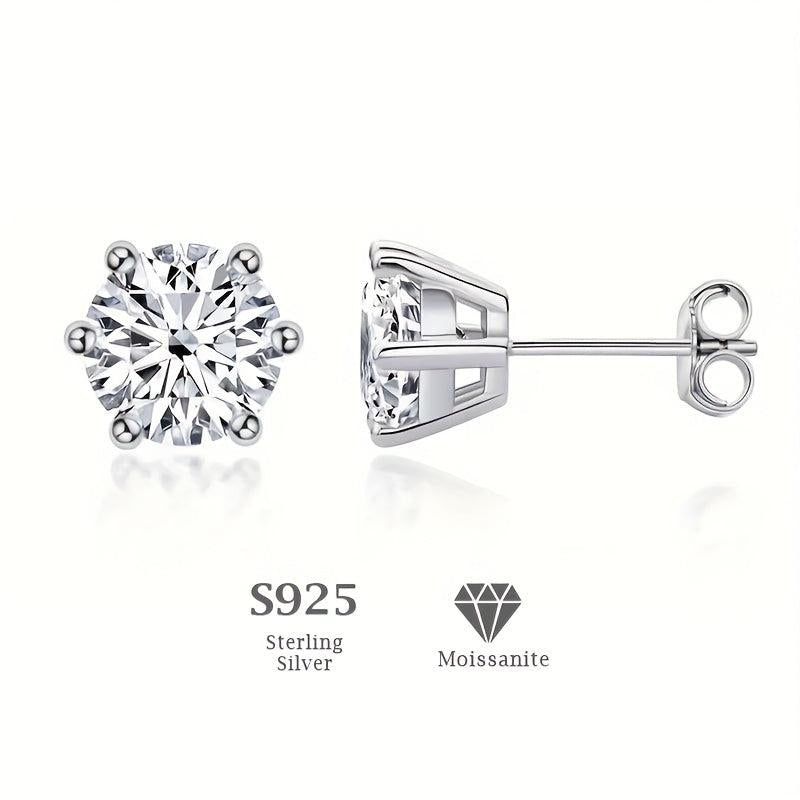 6 Claws Classic Moissanite Earrings in S925 Sterling Silver