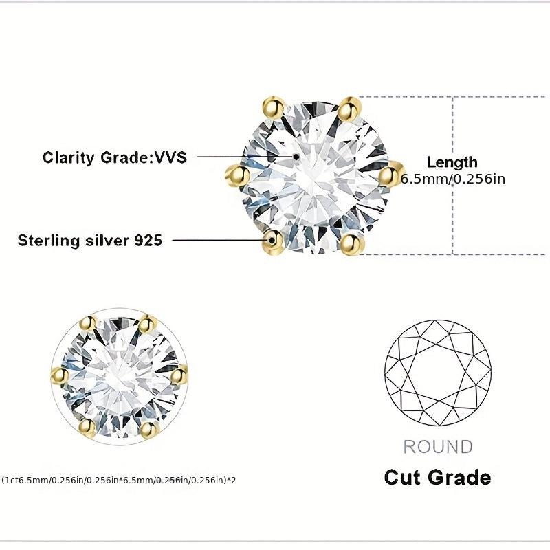 6 Claws Classic Moissanite Earrings in S925 Sterling Silver