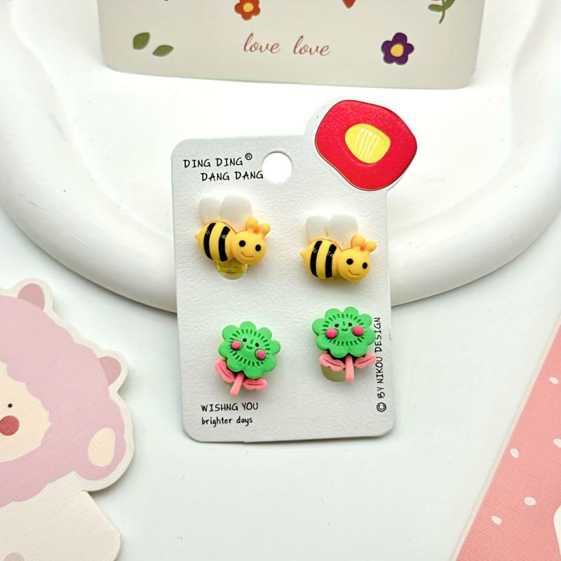Kids Ears Clips Set Princess Flower Earrings Girls Dress Up Jewelry