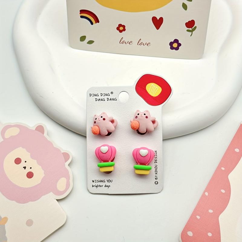 Kids Ears Clips Set Princess Flower Earrings Girls Dress Up Jewelry