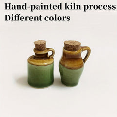 2pcs Mini Traditional Ceramic Jar Cork Sealed Seasoning Jar