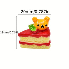 5pcs Red Jam Bread Teddy Cake Dollhouse Food Pretend Play