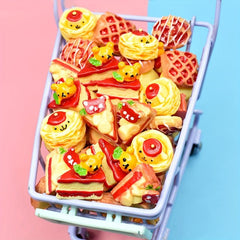5pcs Red Jam Bread Teddy Cake Dollhouse Food Pretend Play