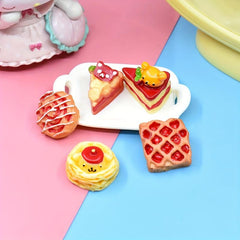 5pcs Red Jam Bread Teddy Cake Dollhouse Food Pretend Play